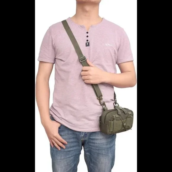Tactical Molle Horizontal Admin Pouch Compact Nylon Tool Bag with Shoulder Strap
